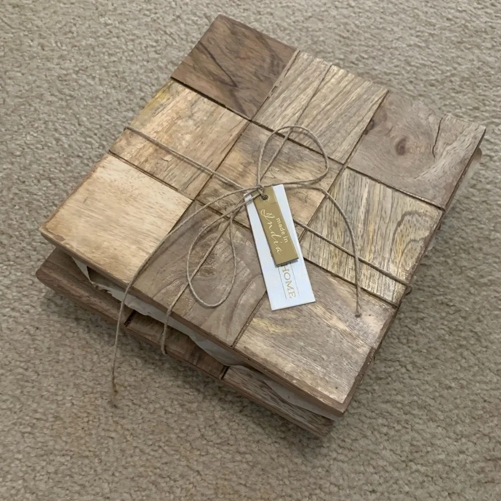 Rustic Wood Coaster Set - Picture 2 of 3